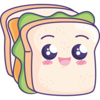 belegd broodje kawaii snel voedsel png