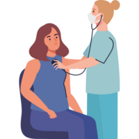 female doctor using stethoscope with patient png