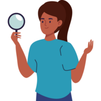 woman with magnifying glass png