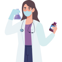 female doctor with medicine bottles png