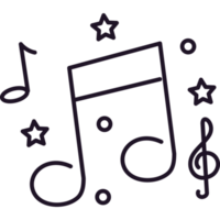 música notas e estrelas linha png