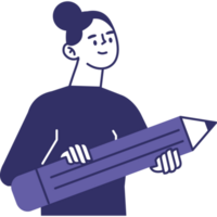 woman with pencil supply png