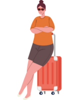 kvinna turist med resväska png