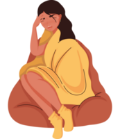 woman sick with blanket png