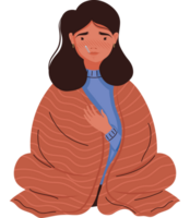 woman sick with thermometer png