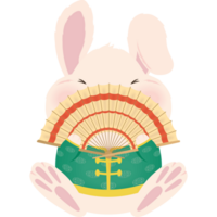 rabbit chinese with fan png