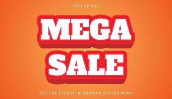 Mega sale editable text effect in 3d style vector