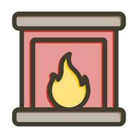 Fire place Vector Thick Line Filled Colors Icon Design