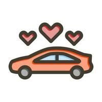 Wedding Car Vector Thick Line Filled Colors Icon Design