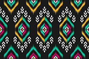 patrón étnico ikat sin costuras en tribal. estampado de adornos étnicos geométricos aztecas. estilo de patrón ikat. vector