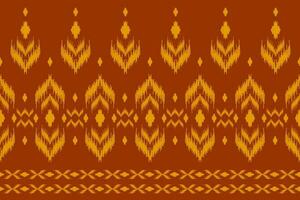 Ethnic ikat seamless pattern traditional. Orange carpet tribal pattern art. American, Mexican style. vector