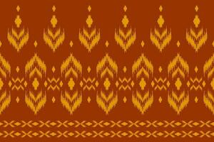 Ethnic ikat seamless pattern traditional. Orange carpet tribal pattern art. American, Mexican style. vector