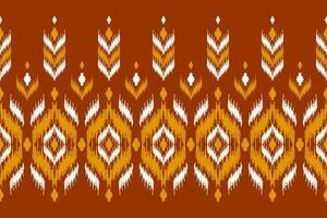 Ethnic ikat seamless pattern traditional. Orange carpet tribal pattern art. American, Mexican style. vector