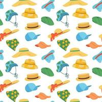 Seamless pattern of colorful hand drawn summer swimsuits in flat vector style. Print design for children apparel, textile, wallpaper, packaging