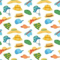 Seamless pattern of colorful hand drawn summer swimsuits in flat vector style. Print design for children apparel, textile, wallpaper, packaging
