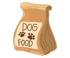 Dog Food package. Animal feed. Pet shop. Vector flat illustration isolated on the white background.