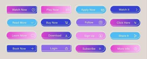 set of colorful gradient web buttons vector