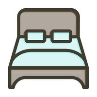 Double Bed Vector Thick Line Filled Colors Icon Design