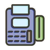 Pos Terminal Vector Thick Line Filled Colors Icon Design