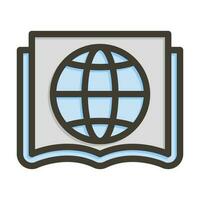 global educación vector grueso línea lleno colores icono diseño