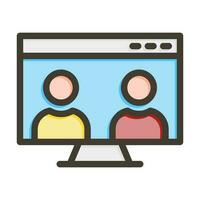 Virtual Class Vector Thick Line Filled Colors Icon Design