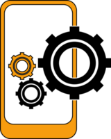 teléfono inteligente con configuración de engranajes png