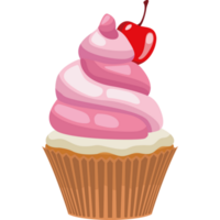 pink cupcake with cherry png