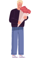 hombre rubio con ramo de rosas png