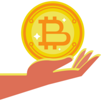 hand lyft gyllene bitcoin png