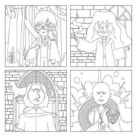 Wizard Characters Coloring Pages vector