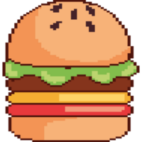 hamburger fast food pixelated png