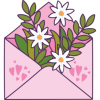 enveloppe rose avec des fleurs png
