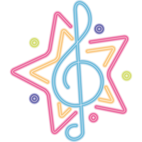 music note in star neon png