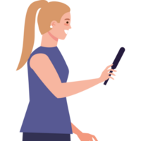 blond woman with magnifying png