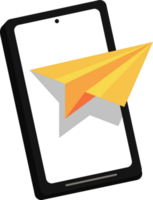 smartphone with paper airplane png