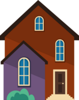 red and purple house facade png