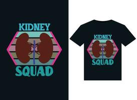 Kidney Squad illustrations for print-ready T-Shirts design vector