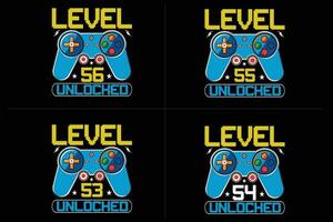 level  unlocked gaming  t shirt, gaming quotes t shirt, Gamer t-shirt Design vector