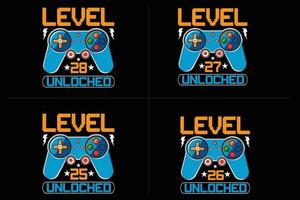 level unlocked gaming  t shirt, gaming quotes t shirt, Gamer t-shirt Design vector