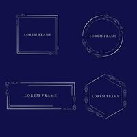silver set of flourish frame  design vector