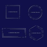 silver set of flourish frame  design vector