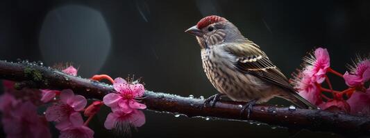 picture of colorful little bird on tree's branch photo