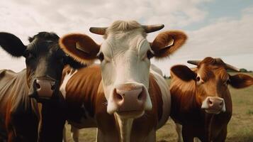 foto de vaca familia tomando un selfie generativo ai