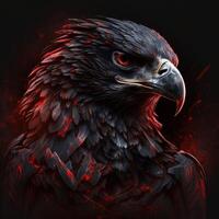 aggressive black and red eagle photo