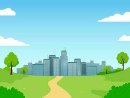 City landscape vector with buildings and park view suitable for illustration or background