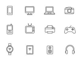 Set of gadget and device icons in linear style isolated on white background vector