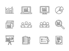 Set of statistics icon with linear style isolated on white background vector