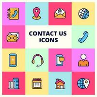 Set of contact us icons with a colorful design. Linear color style of communication icons collection vector