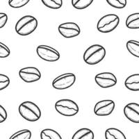 Seamless coffee bean doodle pattern with a black and white color suitable for background or wallpaper vector