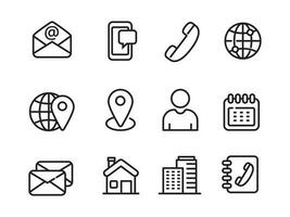 Set of contact us icons with line style isolated on white background vector
